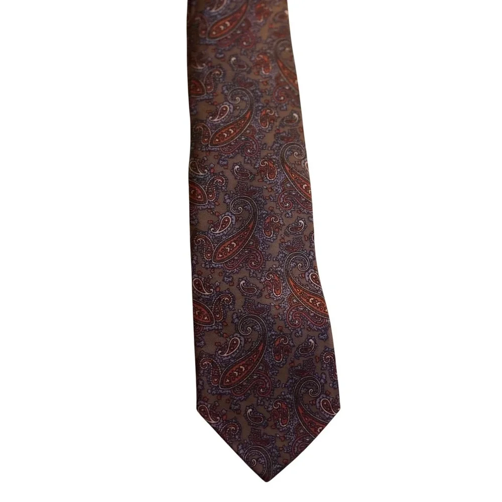 Michael Reed Designer tie Collection Paisley Brown‎ 100% Tricel Silk Necktie